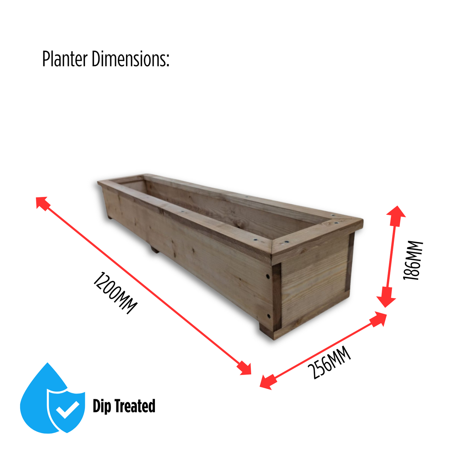 4FT Garden Wooden Planter - Nut Brown UK READY MADE - Mitred Top